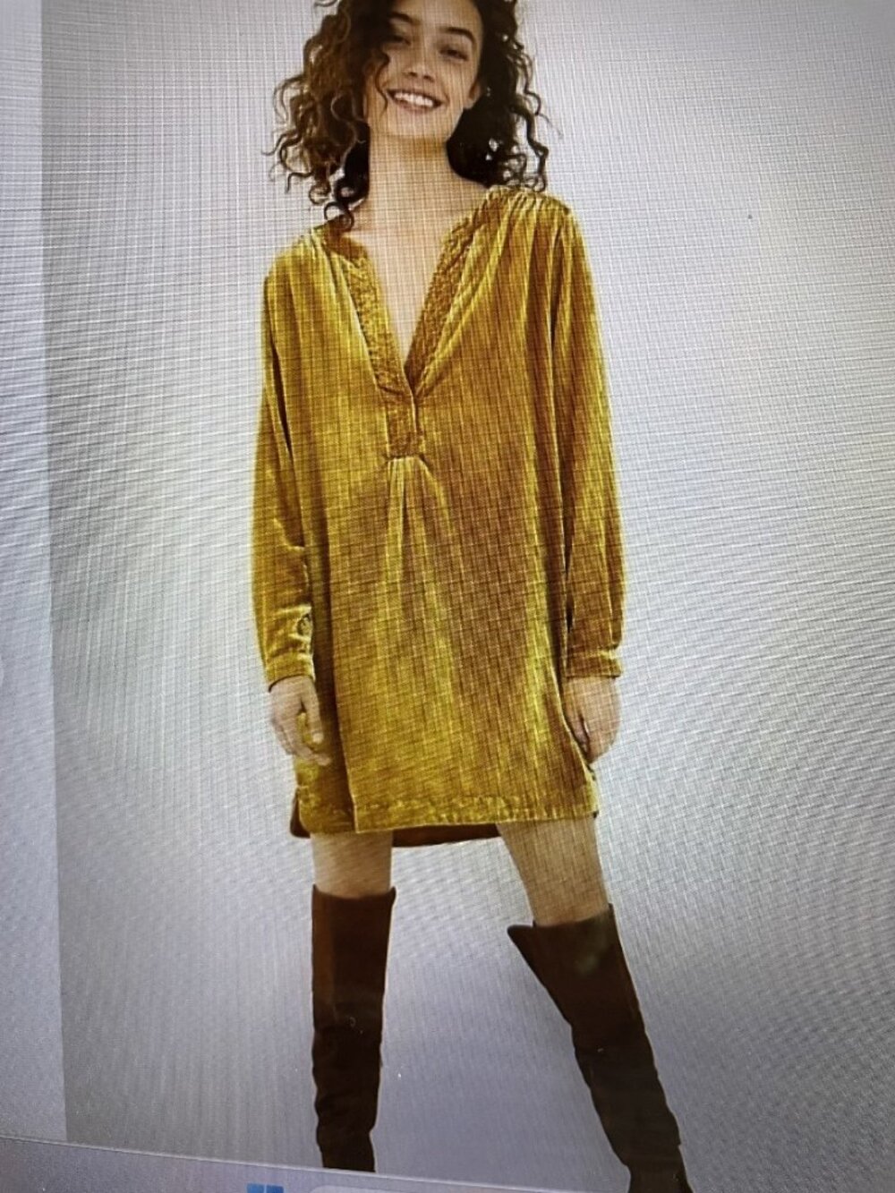 Anthropologie Chartreuse Velvet Shift dress M, pockets, pleated, Fall/ Boho